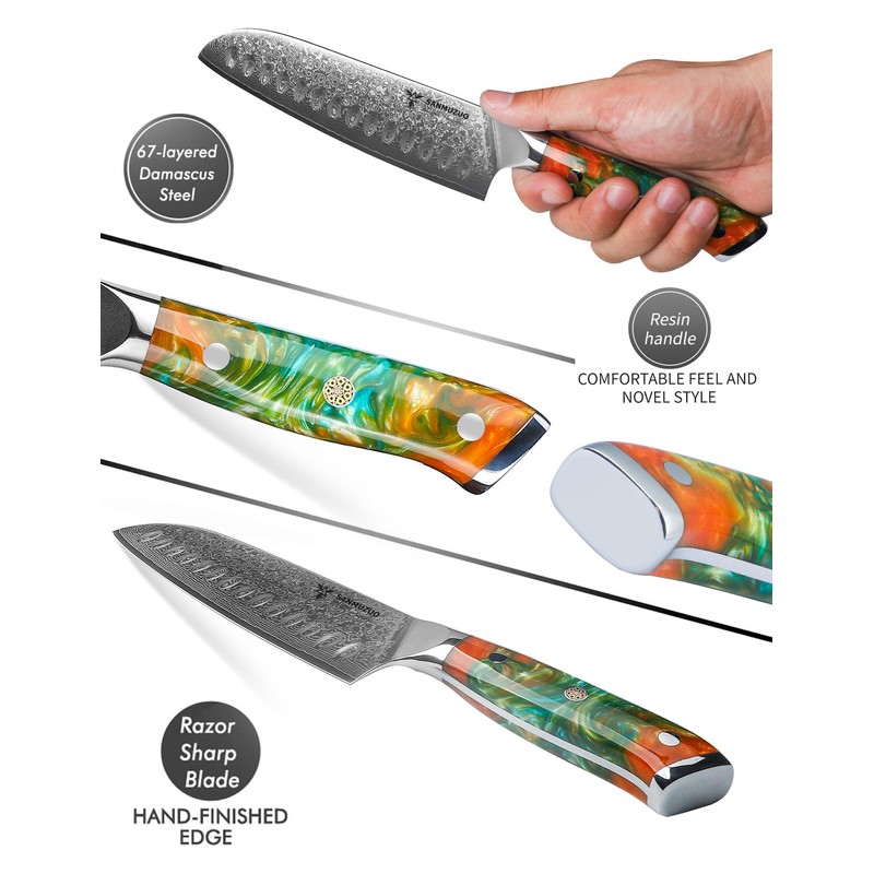 SANMUZUO Santoku Knife - 7 inch - Xuan Series -