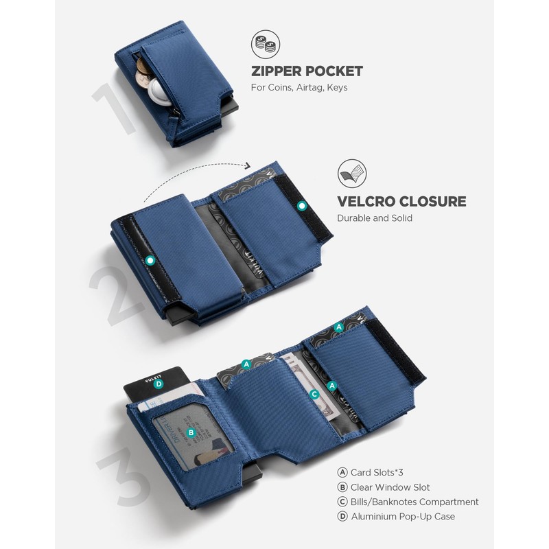VULKIT Mens Wallet for Max.12 Cards with Pop-Up Credit Card