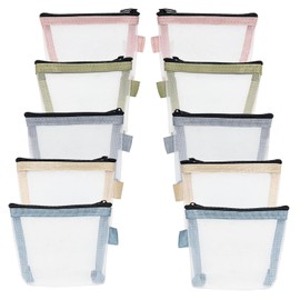 LALOCAPEYO 10 Pcs of Transparent Mesh Storage Bag Portable and Compact Zero Wallet Cosmetics Storage Bag Key Card Storage and Organizing Bag Transparent Zipper Bag Makeup Travel (5colors) (x)