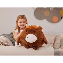 Warmies Highland Cow Supersized Soft Plush Toy Cushion, Cuddly Animals for Kids & Adults, Ultra Soft Faux Fur
