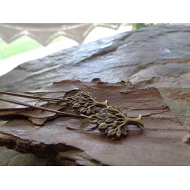 Natural bronze vintage tree bronze vintage earrings on long Kidney hooks