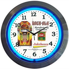 Neonetics Retro Rock-Ola Blue Jukebox Neon Wall Clock, 15-Inch