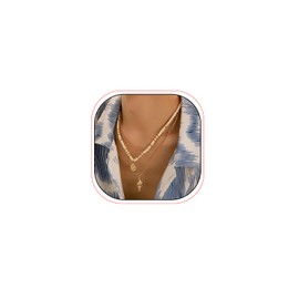 Gold Starfish Shell Necklace for Women Boho Bead Adjustable Choker Hawaiian Beach Seashell Pearl Star Conch Neck Jewelry Gifts (style C)