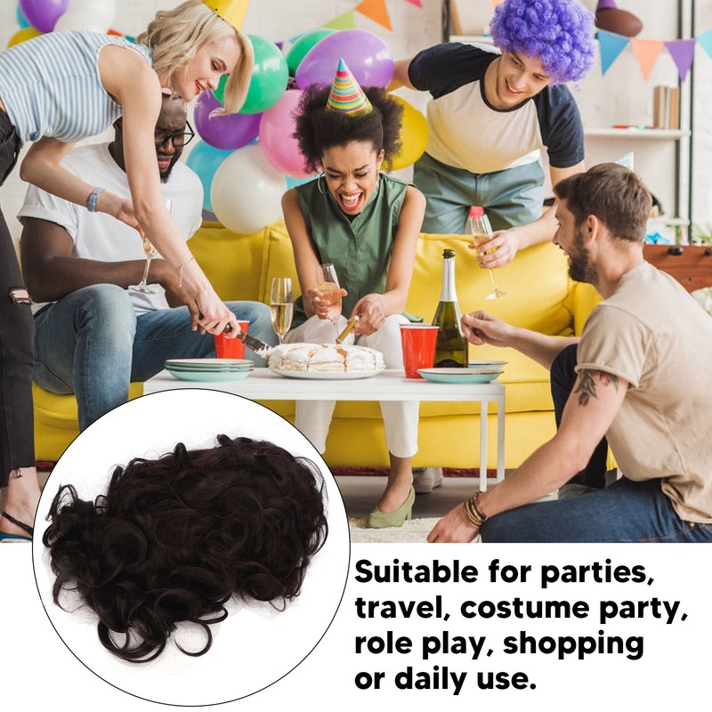 Men Short Black Wigs Soft Texture Breathable Adjust Net Firmly