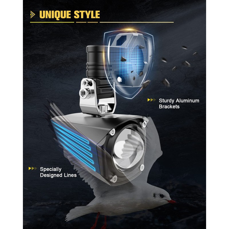 Motorcycle LED Fog Lights Auxiliary Driving Light 60W 18000LM Dual