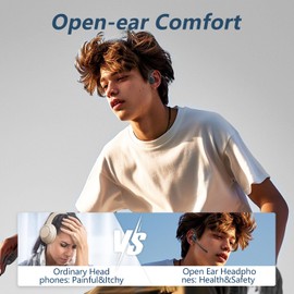 BANIGIPA Bluetooth Headset with Boom Microphone, Open Ear Headphones and Noise Cancelling Microphone, Wireless Headset for Phone, Laptop, PC, Lightweight and Comfortable for Office, Meeting, Hei