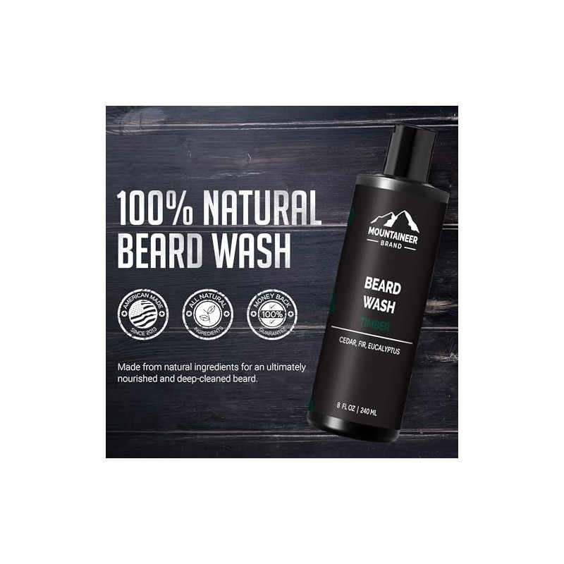 Mountaineer Brand All-Natural Beard Wash WV Timber, 8 Ounce