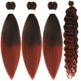 Ginger Ombre Braiding Hair Pre stretched for Bob Boho Braids Pre stretched Boho Braiding Hair