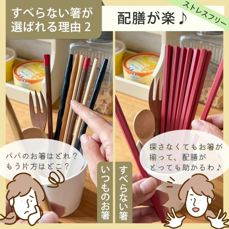 Harimaya Chopsticks, Dishwasher Safe, Non-Slip Chopsticks, 10 Pairs, Red, 8.9