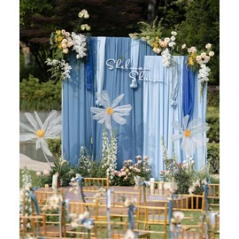 GRUKVAR Wedding Arch Drapes Light Blue Voile Fabric Drapery 2 Panels 29" x18ft Romantic Baby Blue Wedding Archway Sheer Tulle Curtains Backdrop Indoor Ceremony Swag