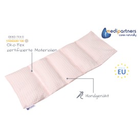 Medi Partners Cherry Stone Cushion 60 x 20 cm 800 g 100% Cotton Waffle 5 Chambers Grain Cushion Large Eco Natural Heat Cushion Cold Therapy Removable Cover (Light Pink)