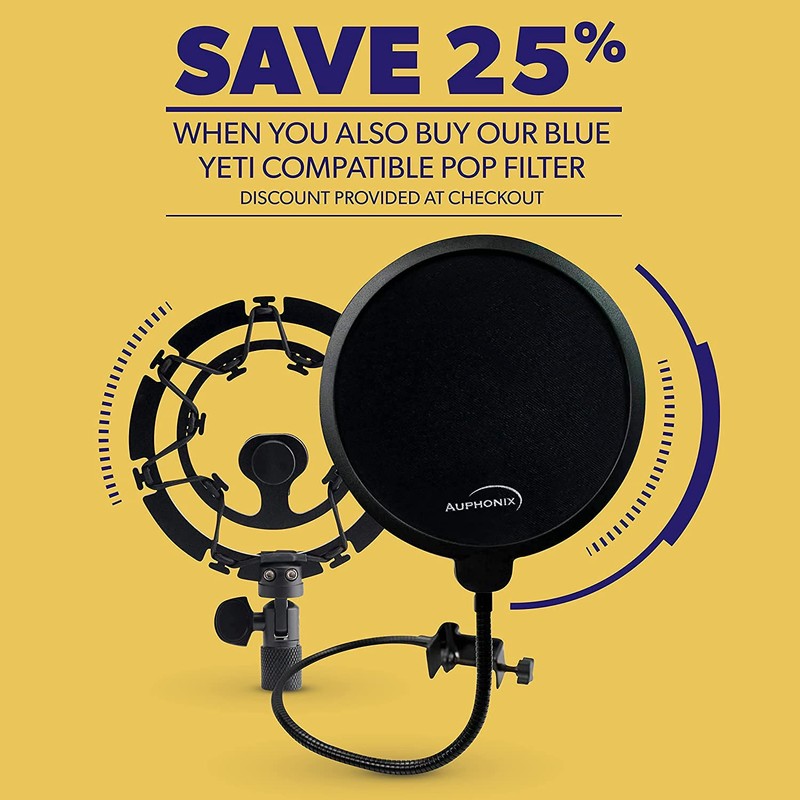 Auphonix Blue Yeti Shock Mount - Latest Lightweight Shockmount System