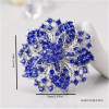 Unbranded Pinwheel Flower Brooch with Cobalt Blue Crystals Silver Tone
