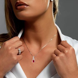 Birthstone Necklace for Women, Fine Jewelry White Gold Plated Dainty Infinity Pendant with 5A Zirconia, Anniversary Birthday Ideal Gift for Her Wife Girls Mom Daughter, Box Chain 18’’+2’’ Extend