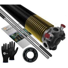 Garage Door Torsion Spring 250x2x29 Replacement for Right Side of Garage Door with 1" Nylon Bushing, Winding Bars, and Gloves Precision E-Coating 5-Year Warranty Min. 30,000 Cycles (Black Cone)