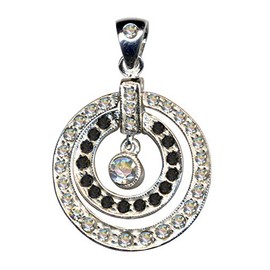 Art Nouveau Black White Silver Pendant Real Sterling Silver 925 Cubic Zirconia Crystals Pendant Love Sterling Silver 925 Extravagant New Beautiful Fashionable White Clear Transparent