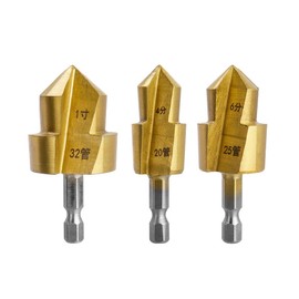 Treki Pack of 3 Water Pipe Step Drill PPR Pipe Drill with 6.35 mm Hex Shank, Step Drill Water Pipe Drill Pipe Countersink Peeling Drill for Plastic PPR PVC MMP Water Pipe