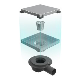 EMKE Drain Fitting Shower Tray, Shower Drain with Siphon Shower Drain, Odour Trap and Hair Strainer, Drain Hole Set for Shower Tray