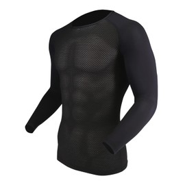Otafuku Gloves, Summer Inner, Long Sleeve, Round Neck, First Layer [Sweat Absorbent, Quick Drying, Mesh, Deodorizing, Breathable, Stretch Material] JW-715, Black, M Size