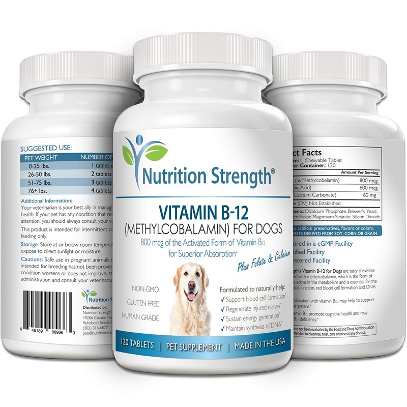 Nutrition Strength Vitamin B12 for Dogs Plus Folate & Calcium,