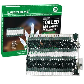 LAMPHOME 100 LED 21.6FT Christmas M5 LED Holiday Lights，Professional Grade Indoor Outdoor Diamond Cut Sparkle Strings Light for Home Decorations and Christmas Trees - White