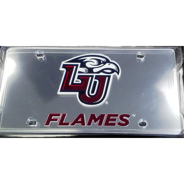 FanNut.com Liberty Flames New Logo Silver Deluxe Laser Cut Acrylic Inlaid License Plate Tag University of
