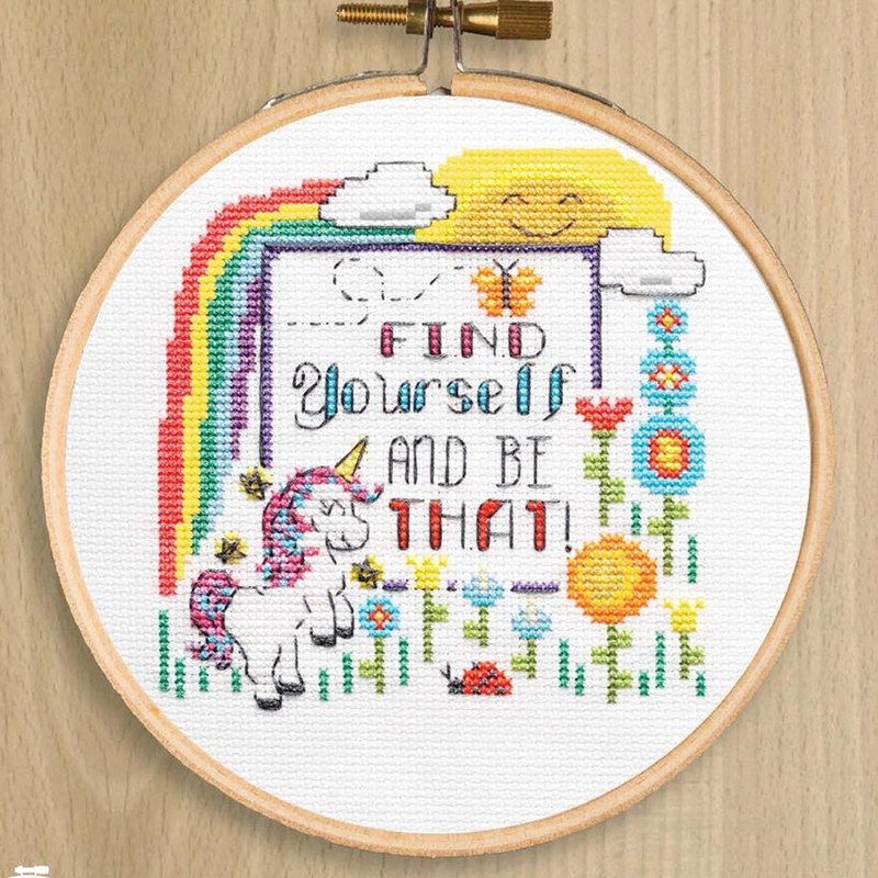 Leisure Arts Cross Stitch Kits 7" Find Yourself Cross Stitch