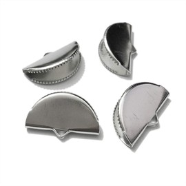 Fan Tassel Clip on Earrings Fringe Crimp End Beads Leather Cord Flat Cover Clasps End Caps String Ribbon (20mm (3/4 inch), Rhodium Glossy)