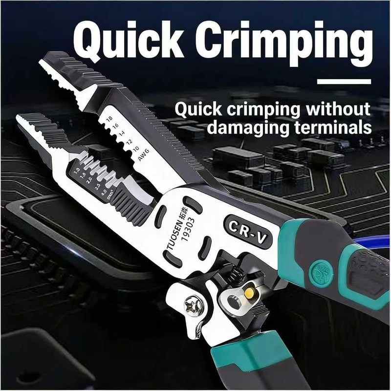 10-in-1 Wire Stripper Tool, Heavy Duty CR-V Multifunctional Cable Cutters,
