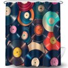 TPMDFC Retro Music Shower Curtain 72x72inch Music Records Bathroom Shower