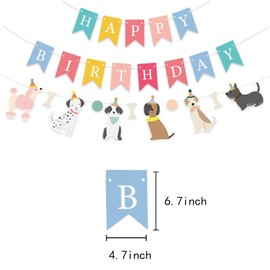 DIADARL Dog Themed Banner Happy Birthday Banner Dog Birthday Decoration Dog Theme Happy Birthday Party for Pet Dog Theme Party Bunting Decoration Baby Shower Party Supplies