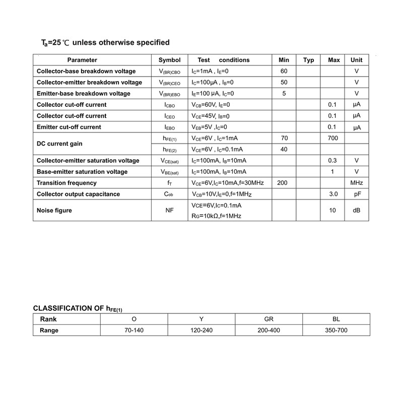 20PCS 2SC945GR 2SC945 NPN Transistor TO-92 40V 150MA 400mW Marking