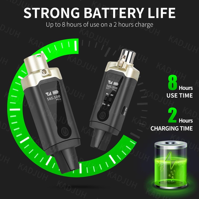 Kadjuh Wireless XLR Transmitter and Receiver& Wireless Guitar Transmitter Receiver,Rechargeable