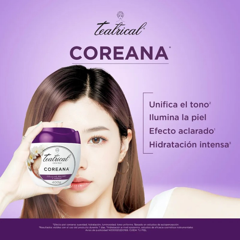 Crema Facial Efecto Piel Coreana 200g Teatrical
