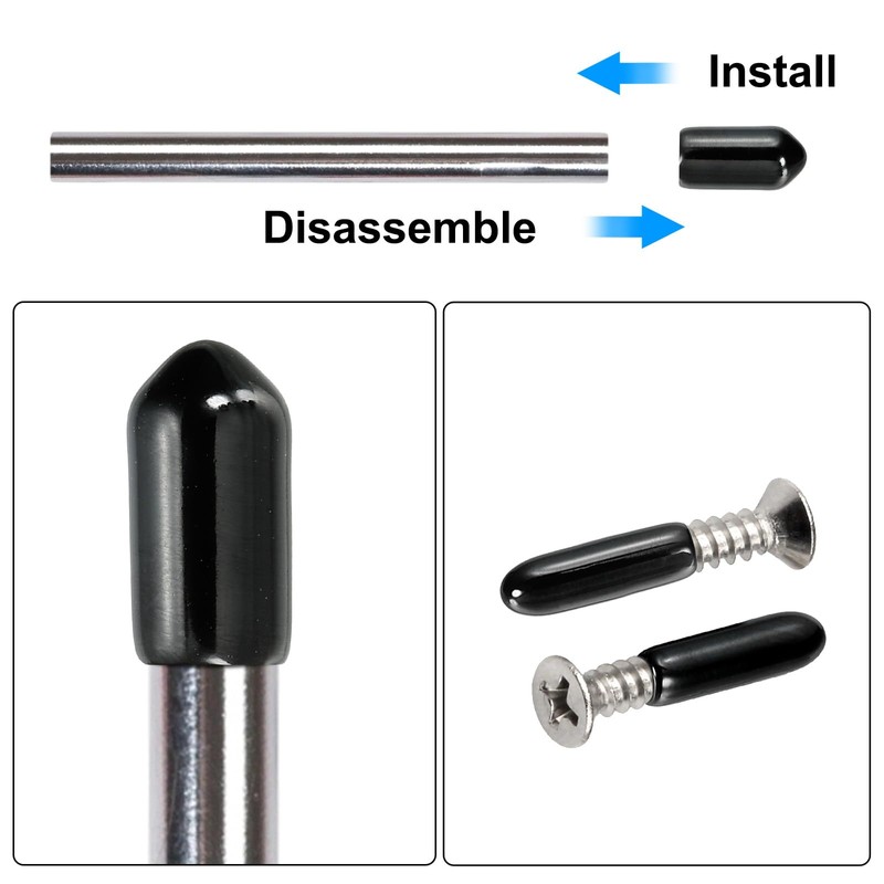 PATIKIL 4MM Vinyl Rubber End Caps, 150 Pack Flexible Bolt