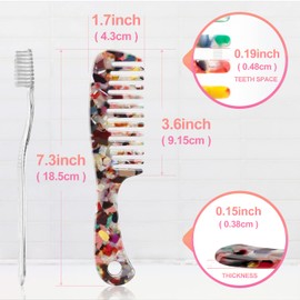 LADYAMZ Large Wide Tooth Hair Comb,[Tortoise Shell] Cellulose Acetate Round Tooth Comb for Straight/Curly Hair,Short/Long Hair Women Men or Kids,Easy Detangling Wet or Dry,Anti-static (Multi-colored)