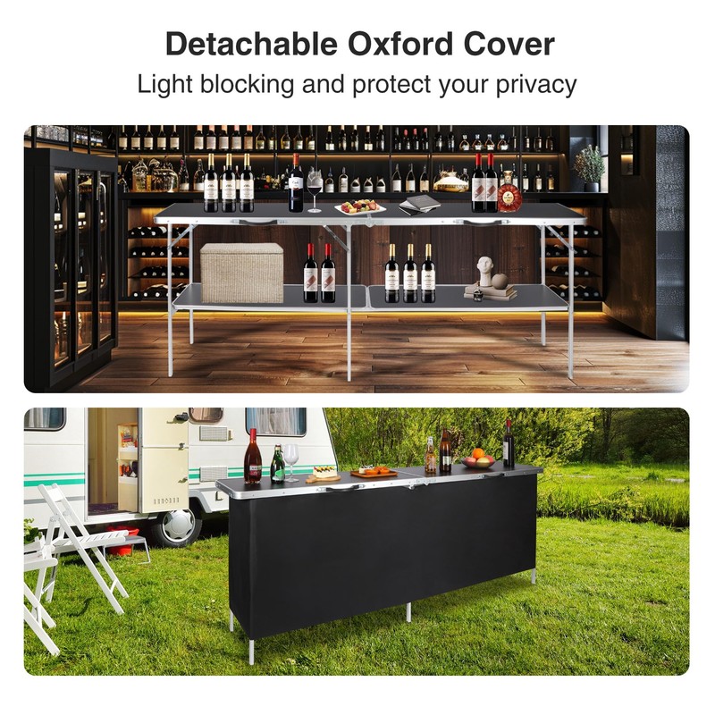 REDCAMP Portable Bar Table, Pop Up Folding Mobile Bar Bartender