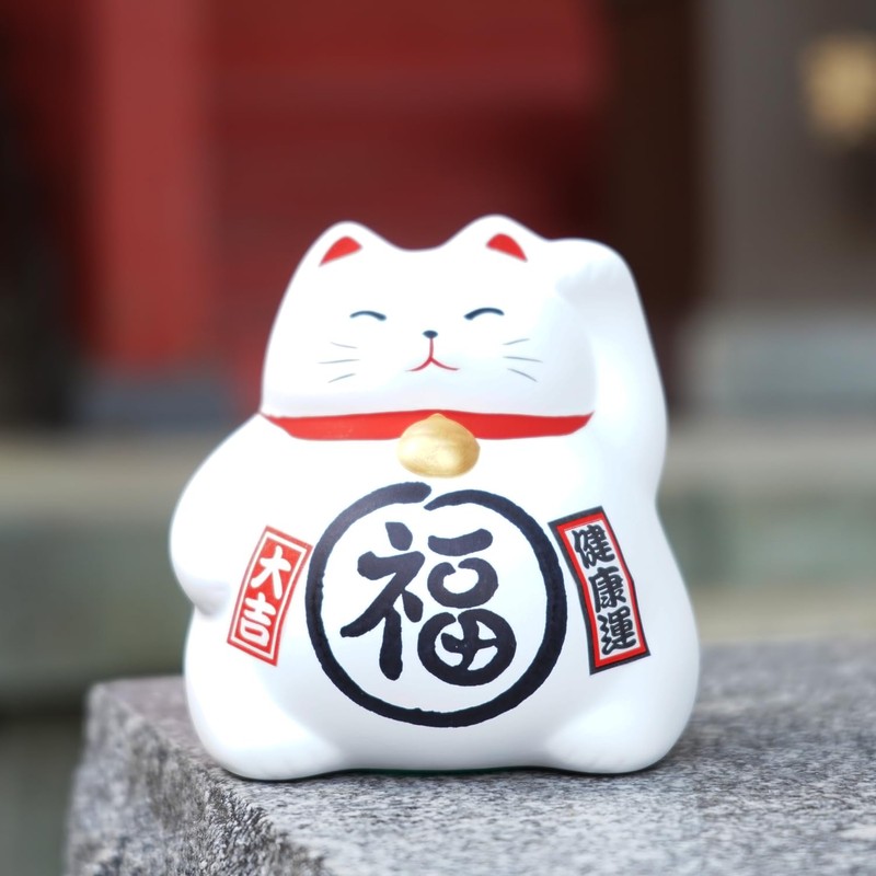 COTONOHA Banko Ware Maneki-Neko Ceramic Piggy Bank - Lucky Cat,