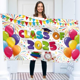 Class Of 2025 Banner for Prom - Congratulations Banner - Congratulations Decorations - Well Done - We Are So Proud of You - 5x3ft (White)