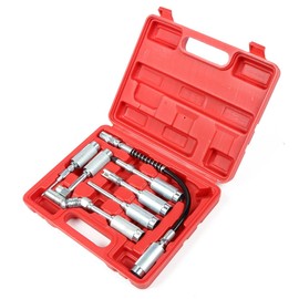 ECCPP 7 PCS Grease Gun Adapter Set Lubing Hose Fitting Zerk Tip Assortment Kit with Grease Gun Hose