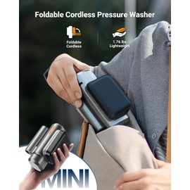 SEALIGHT Foldable Cordless Pressure Washer, 300 PSI Portable Power Washer with 4.0Ah Battery 5-in-1 Nozzle Type-C Charging Battery Operated Power Washer for Cars, Bicycles, Camping and Patio