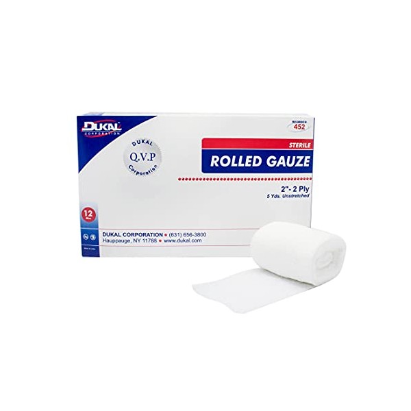 Dukal Gauze, Rolled, Sterile, 2" x 5 yd. (Pack of 96)