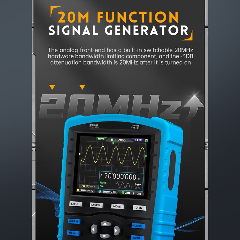 Fluorescent Digital Oscilloscope 2.8in Display 3000mAh Dual Channel Signal Generator