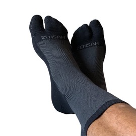 Zensah Bunion Ease - Calcetín corrector para juanetes, mujeres y hombres, diseño de calcetín separador de dedos, 2 Pares-Negro/Gris, X-Large