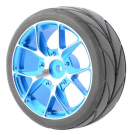 KEEDA 62mm Tyre and Metal Wheels for 1/10 RC On Road Drift Touring Car Traxxas HSP HPI Tamiya Parts (5Y Wheel, Blue)