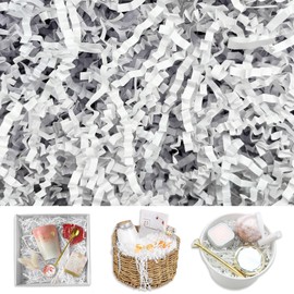 Tisspoms White Crinkle Cut Paper Shred Filler, 1 LB Basket Filler Shredded Paper, Confetti Stuffing for Basket Filling, Mother's Day, Birthdays, Weddings, DIY Gift Wrapping, Stuffer Party Supplies