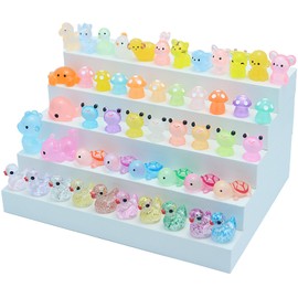 Enyoir 133PCS Mini Resin Animals Mixed, 20 Styles Luminous Small Glass Animals Tiny Little Plastic Figures Miniature Glow in the Dark for Micro Landscape Fairy Garden Aquarium Dollhouse Decor