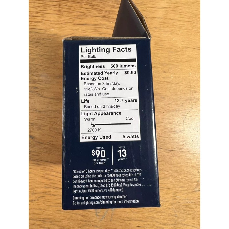 GE Reveal LED Light Bulb 2700K Frosted 60W 500 Lumen