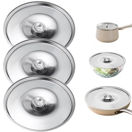 3Pcs Stainless Steel Pot Cover 7.9Inch Pan Lid Universal Lid Pots Pans Cookware Lid Replacement Accessories for Skillets Frying Pans, 20cm