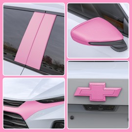 Lypumso Pink Carbon Fiber Vinyl Tape with Tools Kits, Chrome Delete Vinyl Wrap for Blackout Car Door Edge Guard Door Sill Window Trim Protector (Pink, 3in x 30ft)
